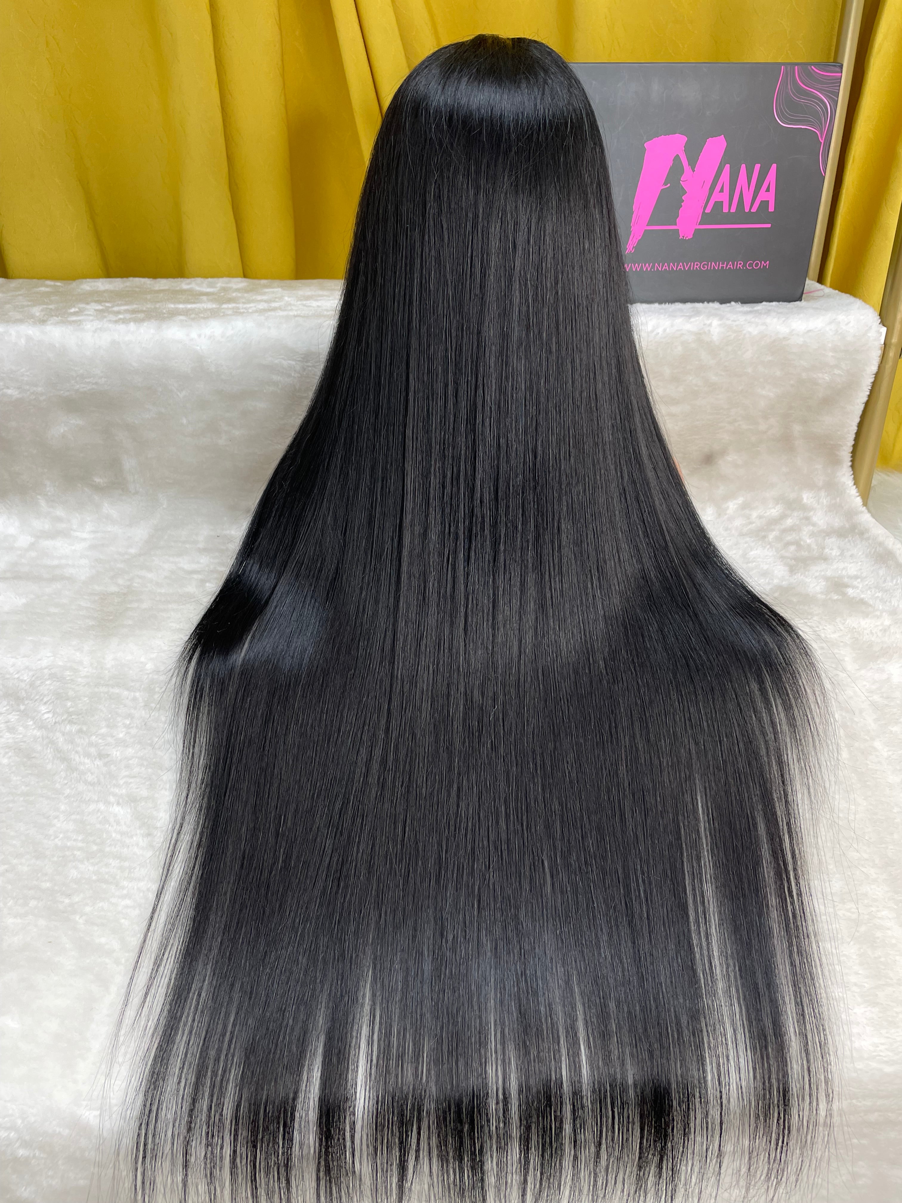 Raw Hair Jet Black Straight 4x4 5x5 6x6 7x7 Lace Closure Wigs