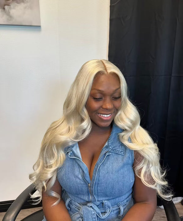 Virgin Hair Blonde Body Wave  613 Transparent Frontal/Closure Wig