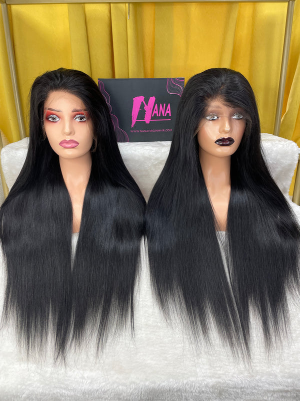 Raw Hair Jet Black Straight 4x4 5x5 6x6 7x7 Lace Closure Wigs