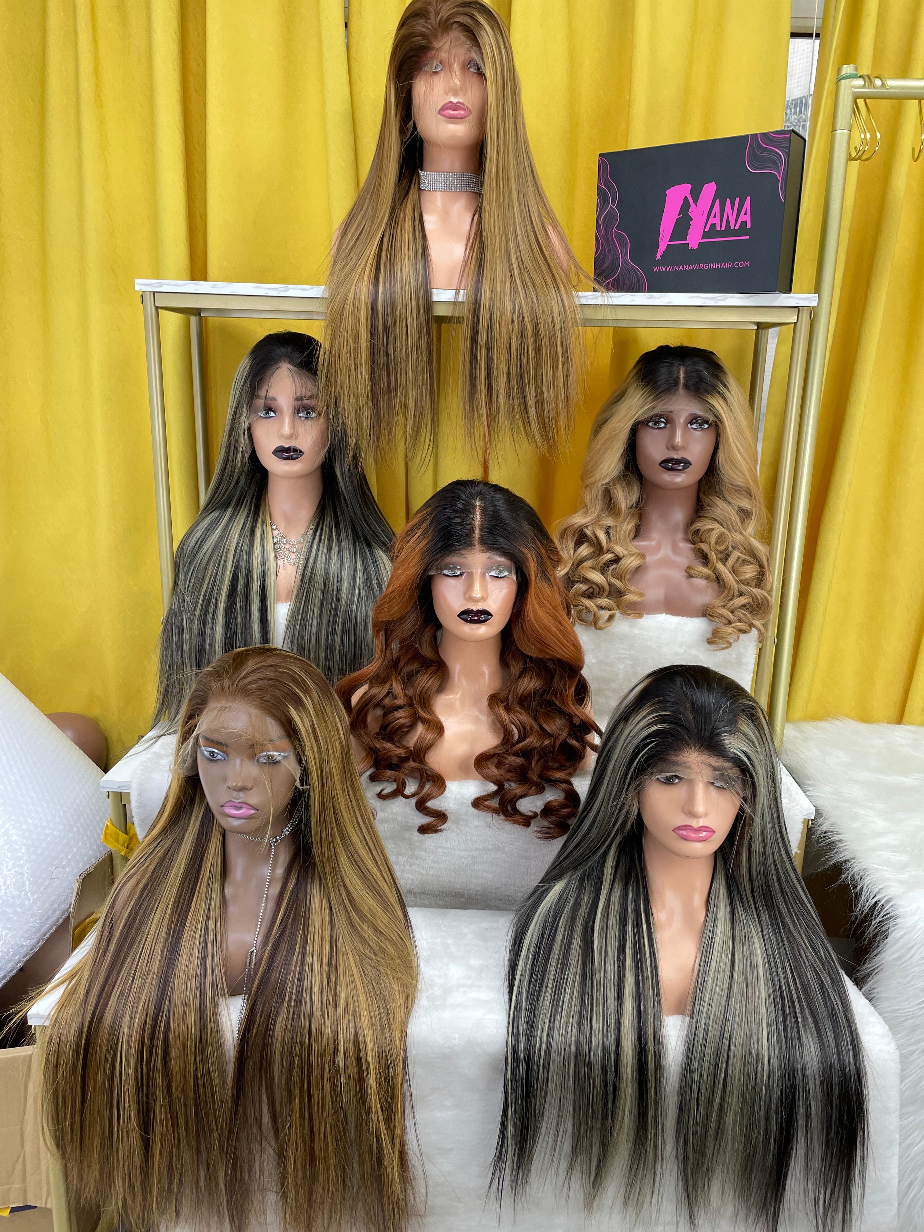 Raw Hair Highlight 1b/613# Straight 4x4 5x5 6x6 7x7 Lace Closure Wigs