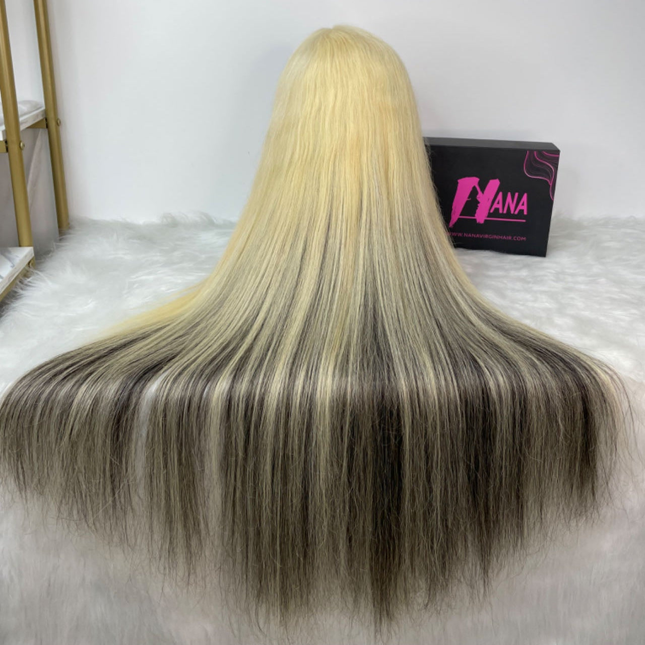 Raw Hair Straight 613 Blonde Mix 1B Natural Black Highlight HD Lace Frontal & Closure Wig