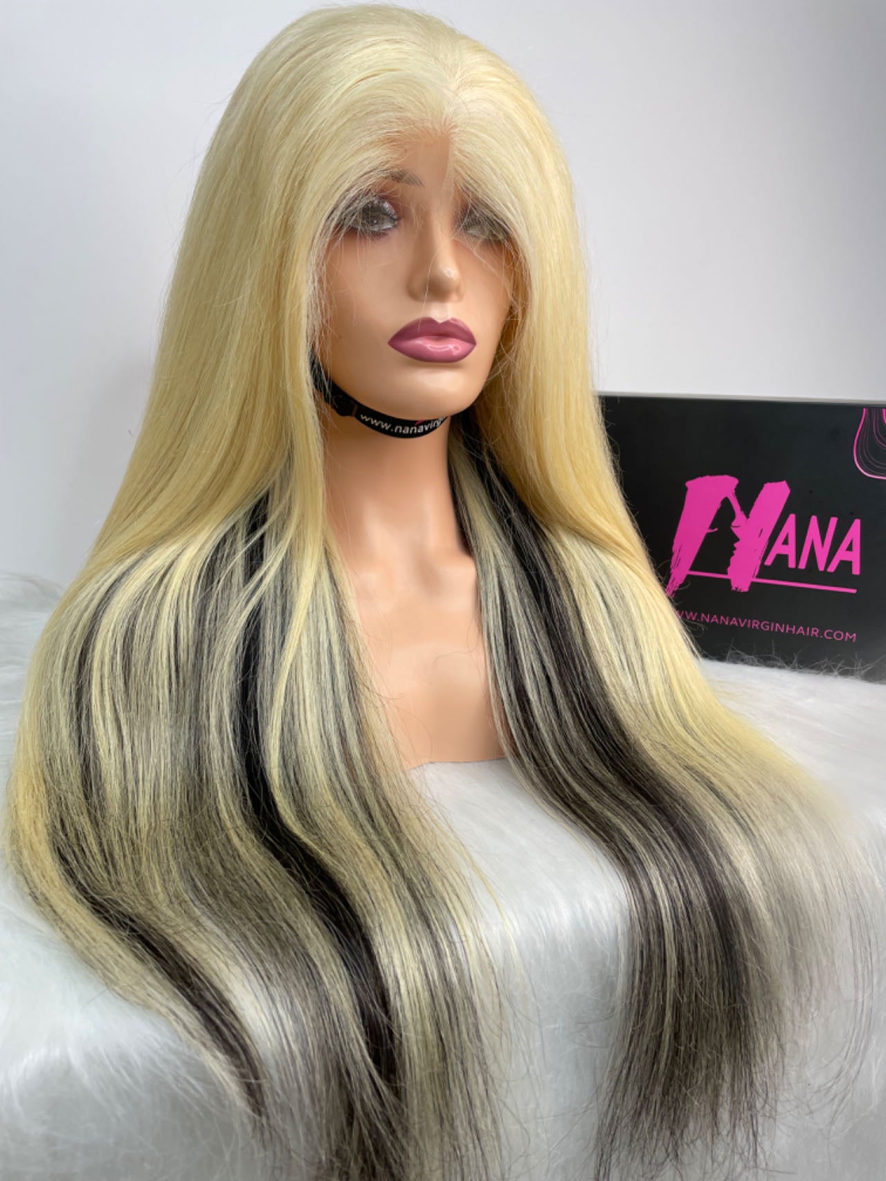 Raw Hair Straight 613 Blonde Mix 1B Natural Black Highlight HD Lace Frontal & Closure Wig