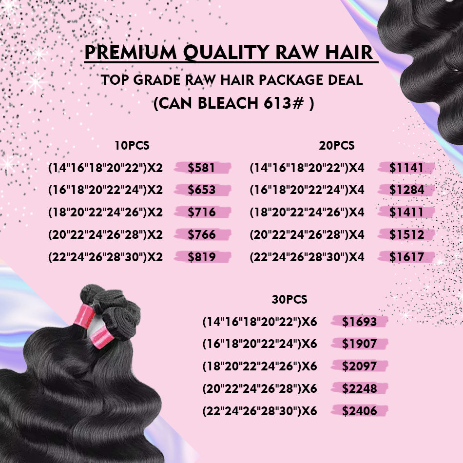 Premium Quality Wholesale Raw Indian Hair Bundles package Deal