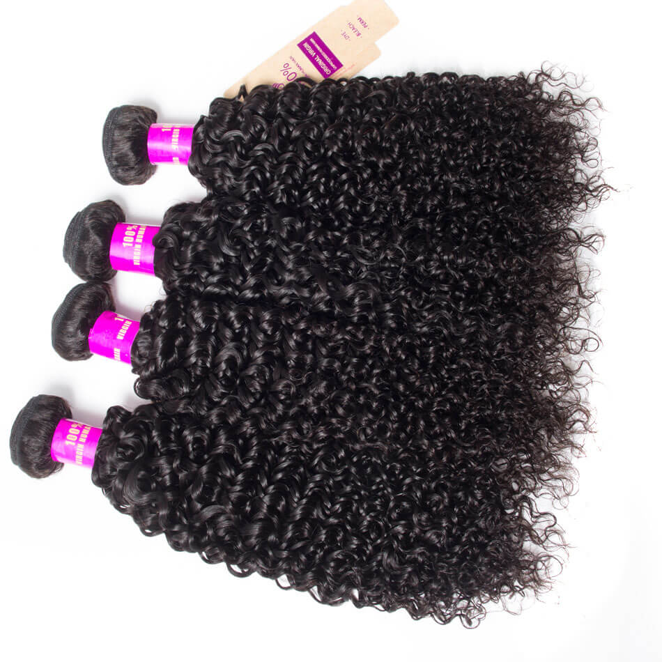 wholesale virgin hair bundle deals curly 3 or 4 Bundles with HD Transparent Closure