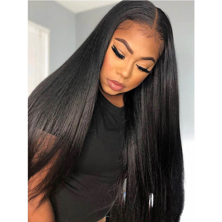 Light Yaki Straight Wig Closure Cap Size 4x4 5x5 6x6 7x7 HD Lace Wig