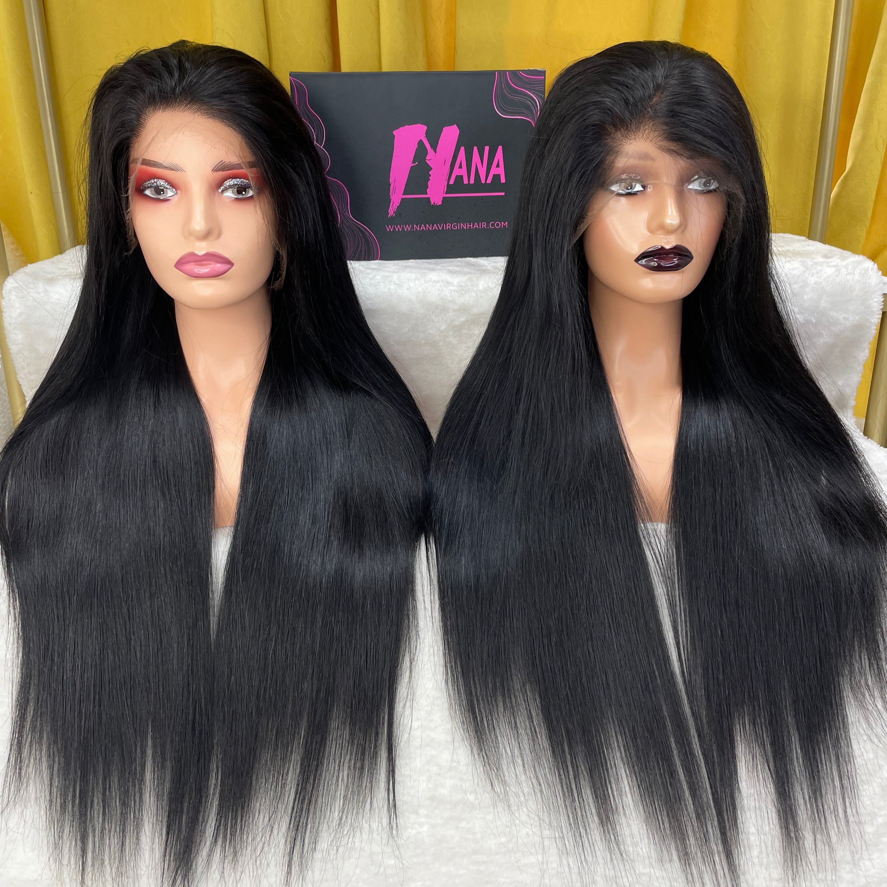 Raw Hair Jet Black Straight 4x4 5x5 6x6 7x7 Lace Closure Wigs