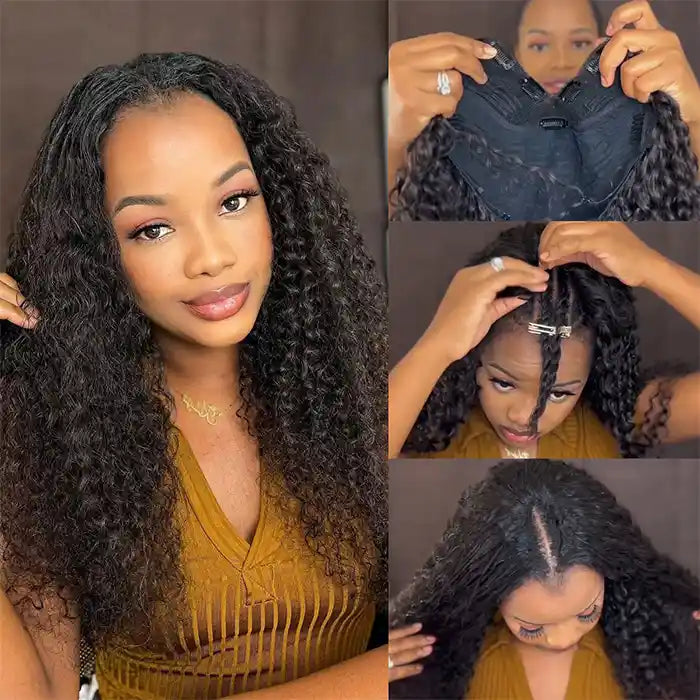 Kinky Curly V Part Wig