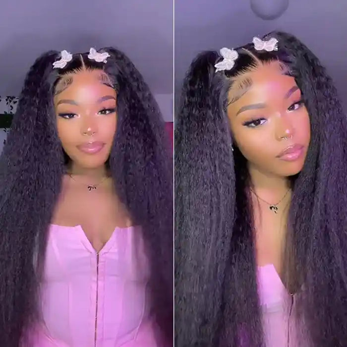 Kinky Straight Hair Raw Human Hair Wigs