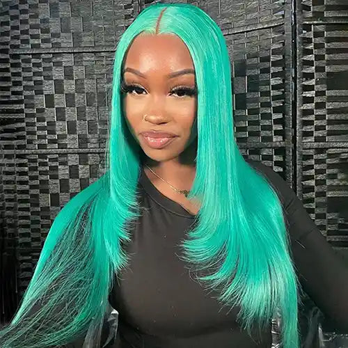 Lace Frontal Closure Wigs Green