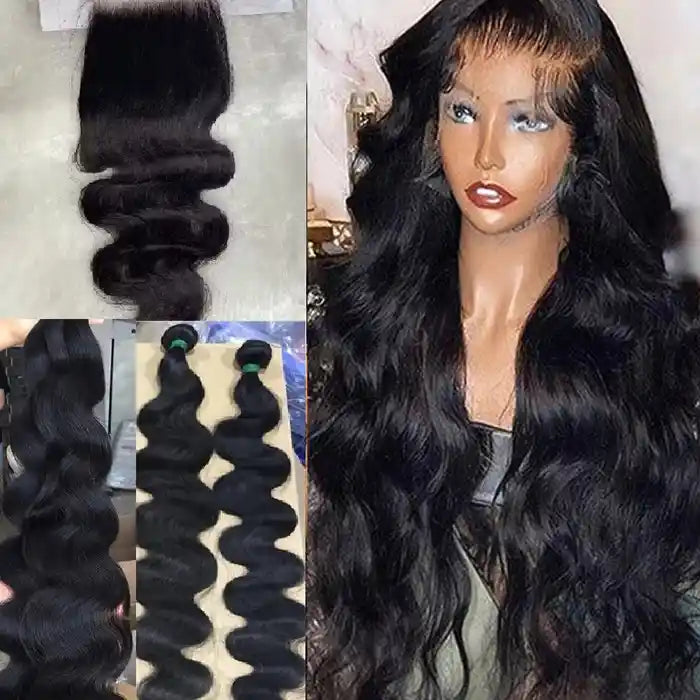 Long Raw Hair Bundles Body Wave up to 40inch Bundles with Closure