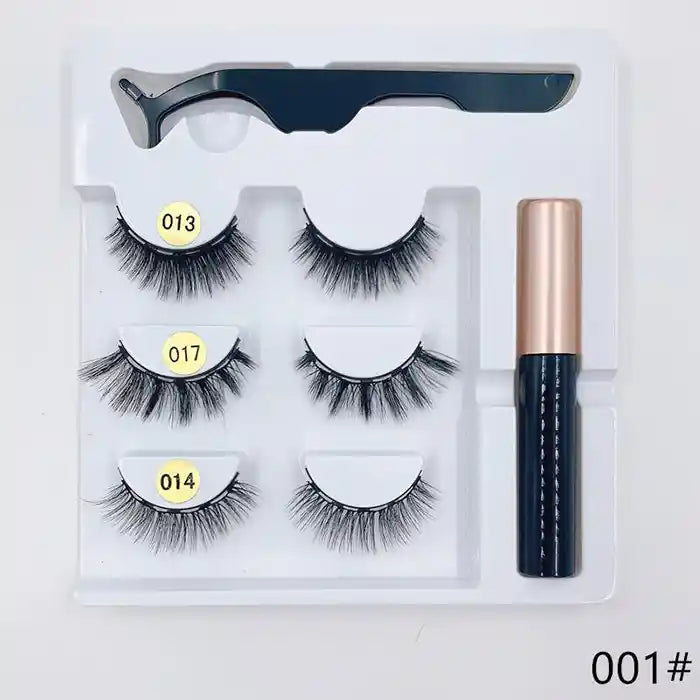 Magnetic Eyelashes with Eyeliner and Tweezer 3 Pairs