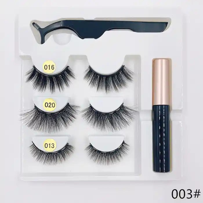 Magnetic Eyelashes with Eyeliner and Tweezer 3 Pairs