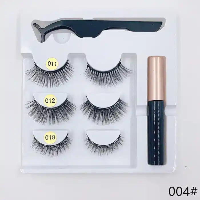 Magnetic Eyelashes with Eyeliner and Tweezer 3 Pairs