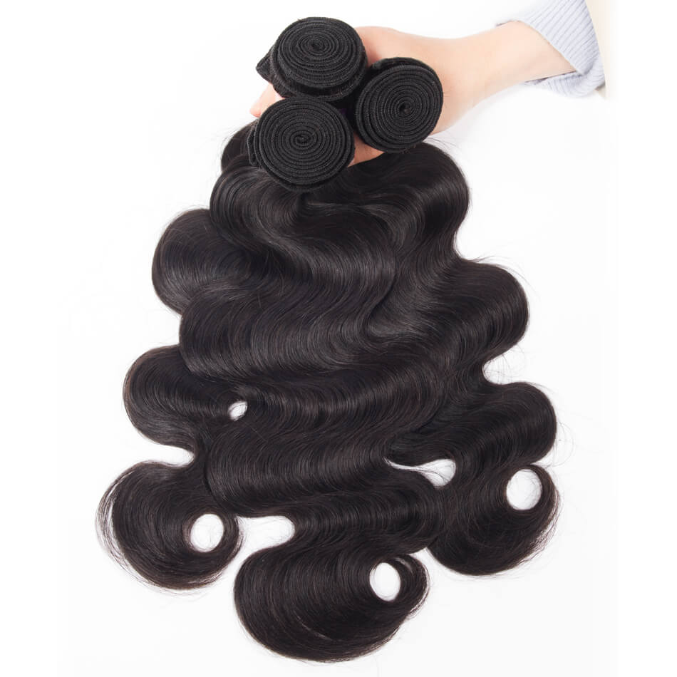    Unprocessed Luxury Virgin Hair Weave Wholesale Hair Bundles with Closures 1b#