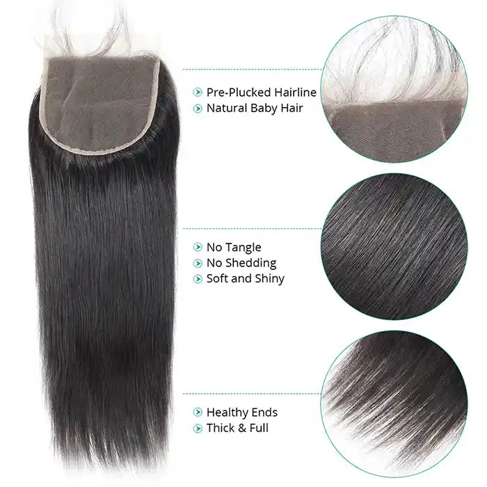 Raw Hair Wigs Lace Closure Straight