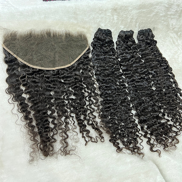 Raw hair Burmese Curly bundle with HD frontal 13x4 13x6 and 5x5 hd lace bundle deals