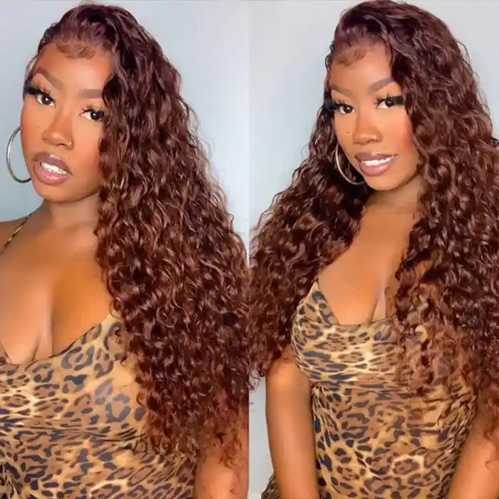 Reddish Brown Water Wave Wig