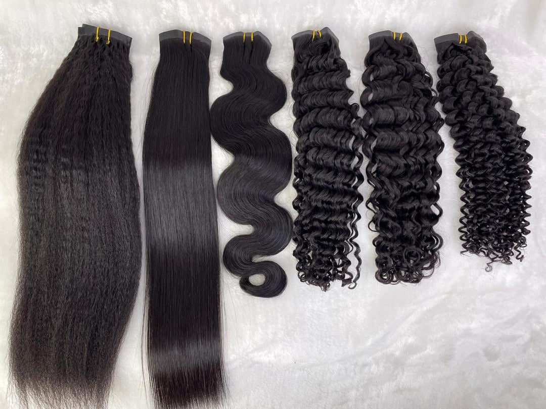 Wholesale Premium Top quality seamless clip in hair extensions  from one donor hair