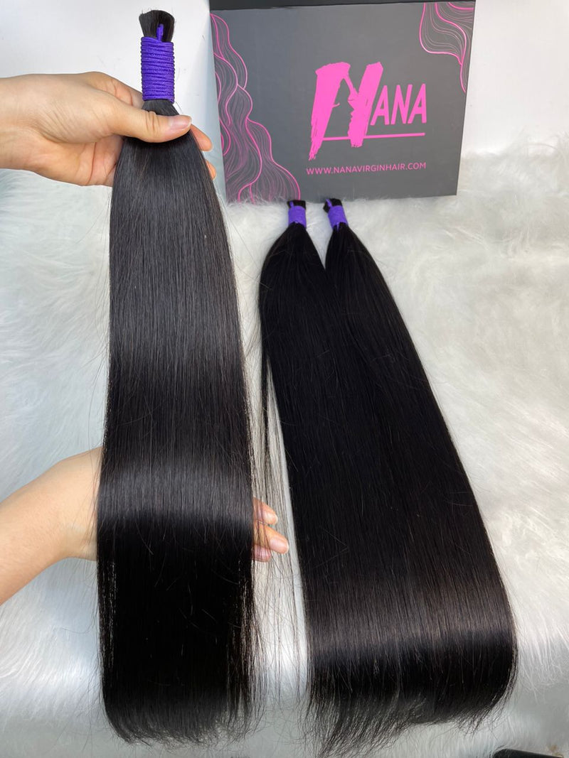 Premium quality fuller Cuticle Aligned human hair bulk natural color from One donor (one piece)