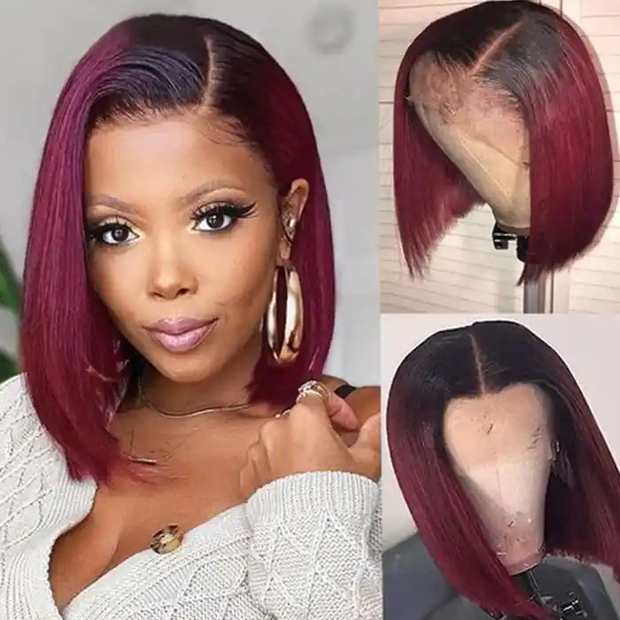 Wine Color Wig Straight Bob Wig