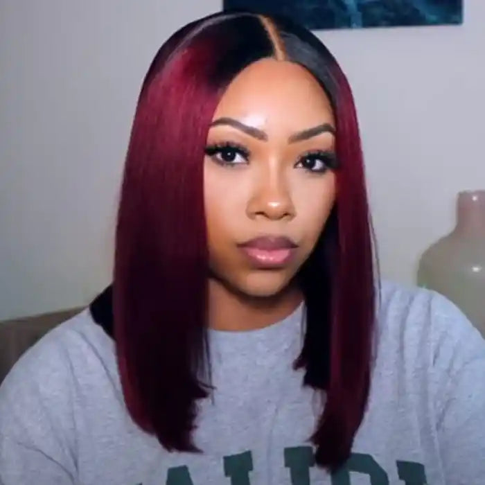 Wine Color Wig Straight Bob Wig