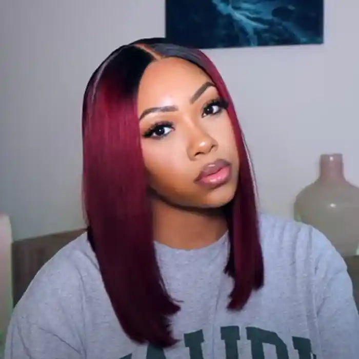 Wine Color Wig Straight Bob Wig