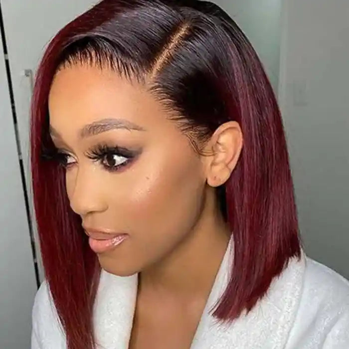 Wine Color Wig Straight Bob Wig