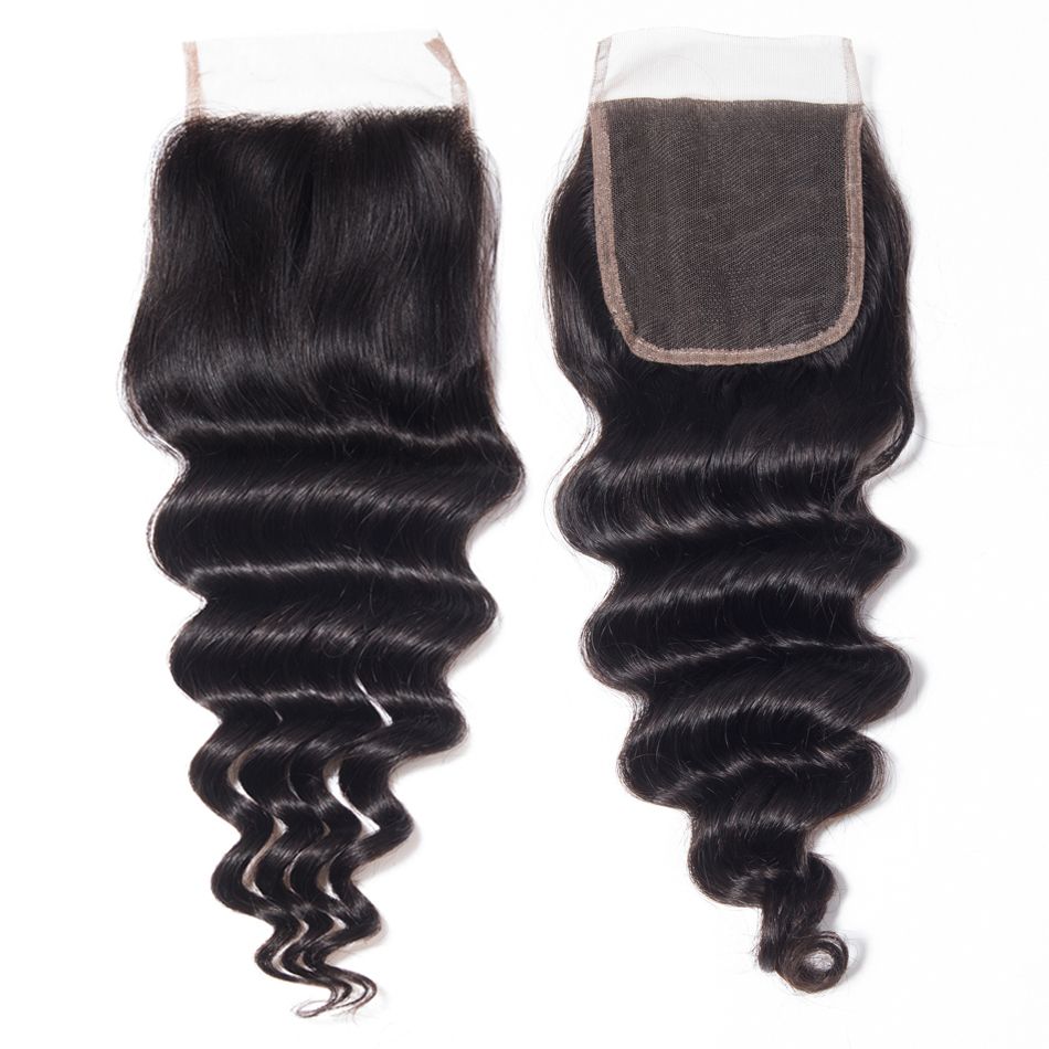 Wholesale bundle deal loose deep 3 or 4 Bundles with HD Transparent Closure