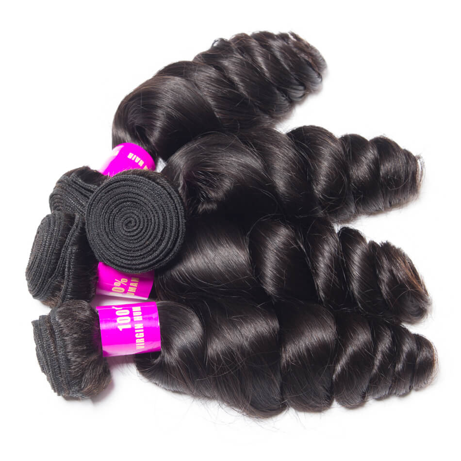 wholesale virgin hair bundles and closure deals loose wave bundle deal 3 or 4 Bundles with HD Transparent Closure