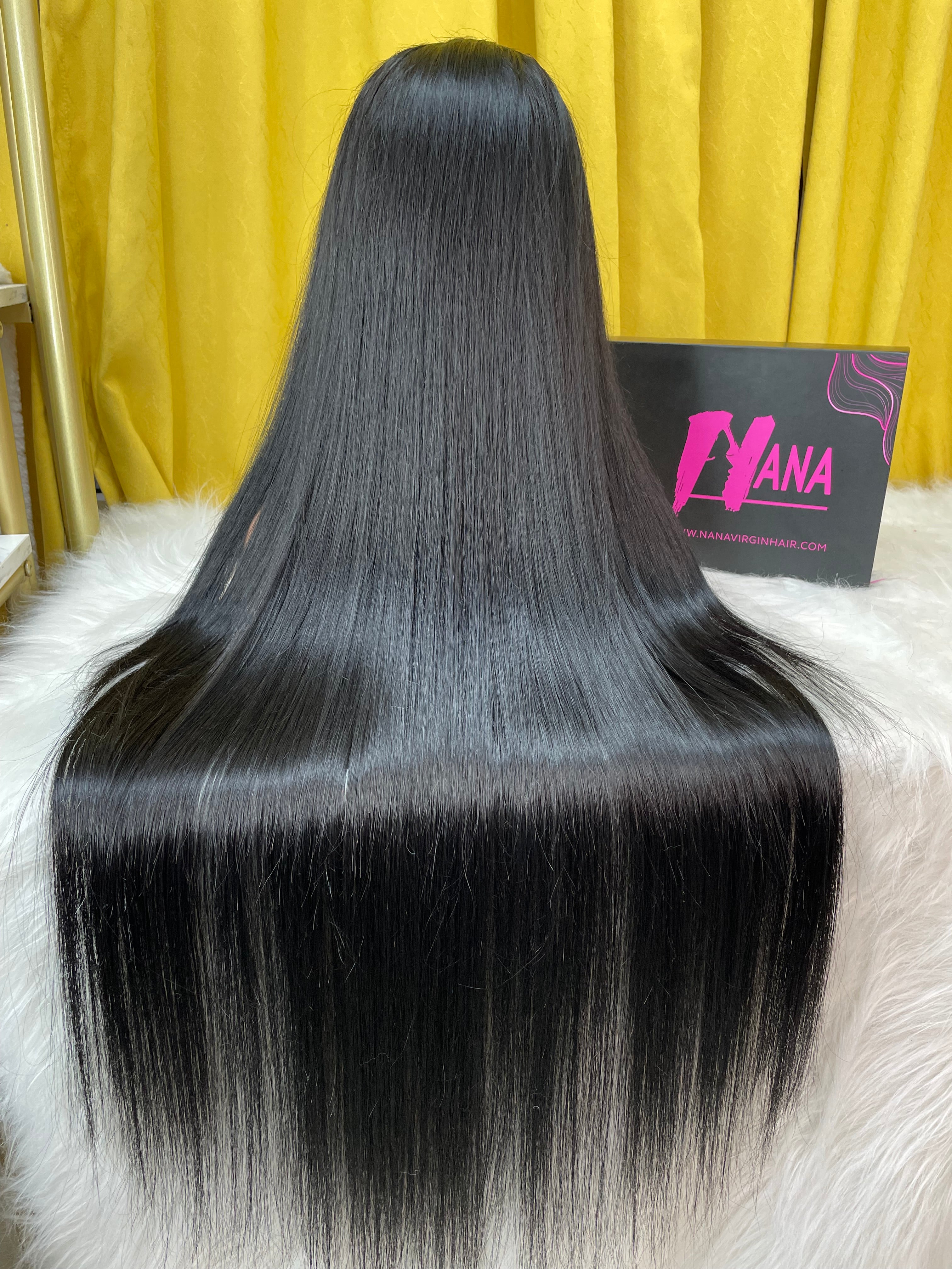 Raw Hair Jet Black Straight 4x4 5x5 6x6 7x7 Lace Closure Wigs