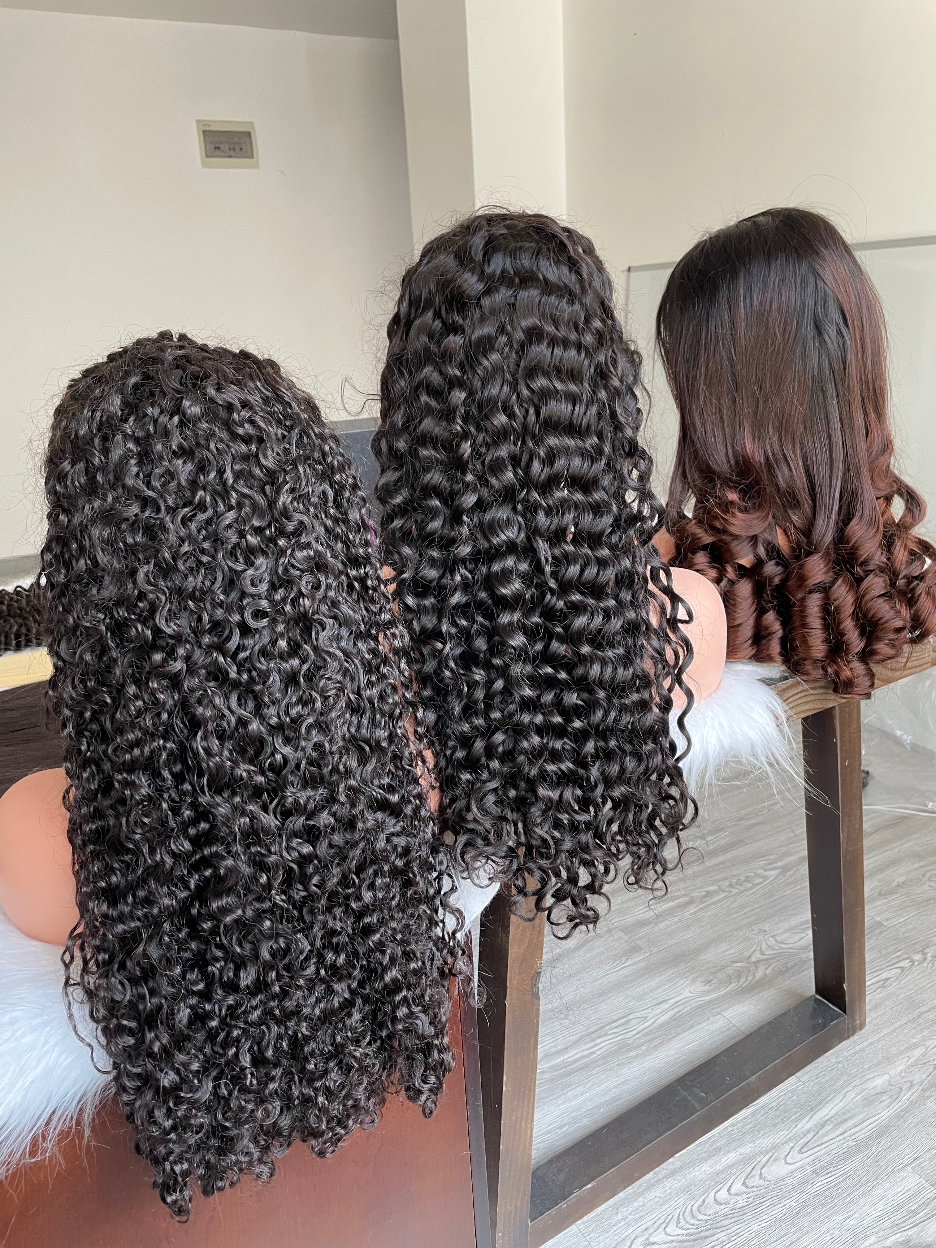 Double Drawn Lace Wig 5x5 13x4 HD & Transparent Curly Wig Virgin Hair Natural Black