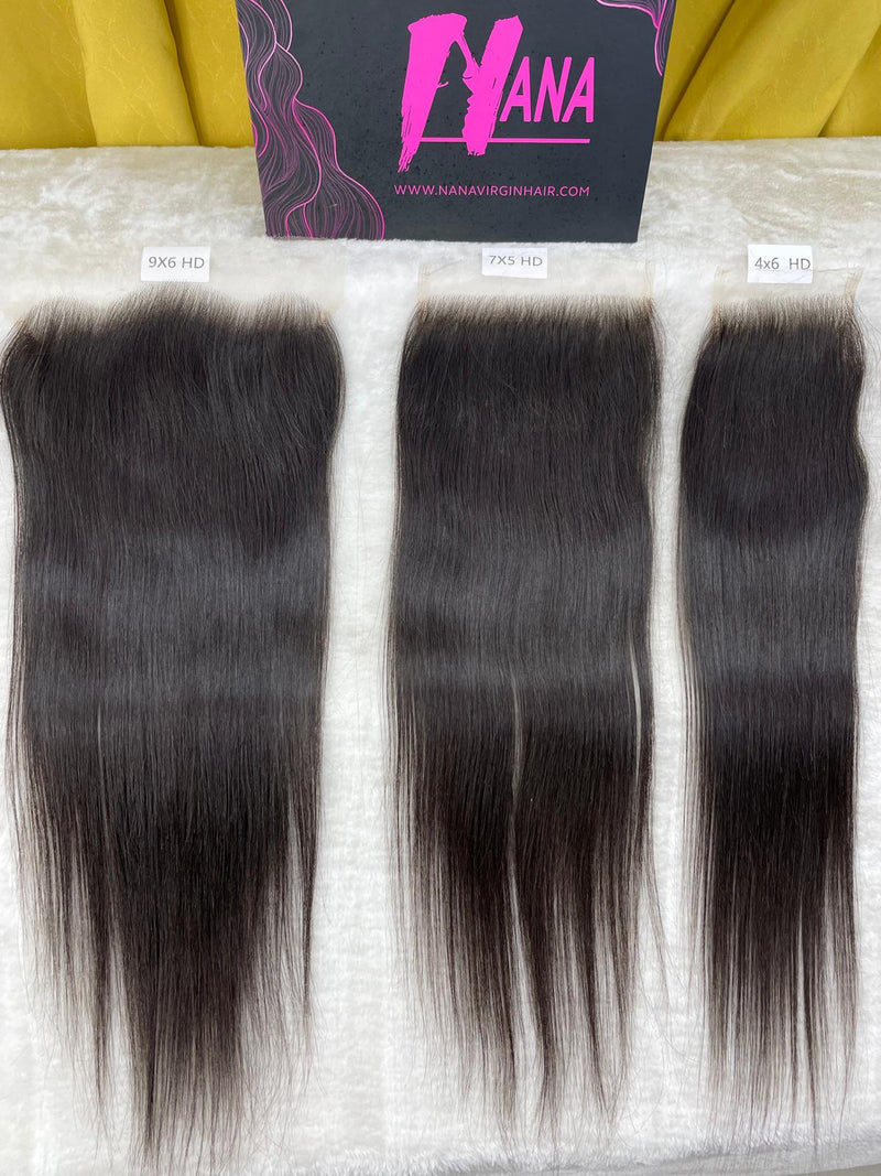 Straight Raw Hair closure pre plucked HD lace closure 7x5/4x6/9x6