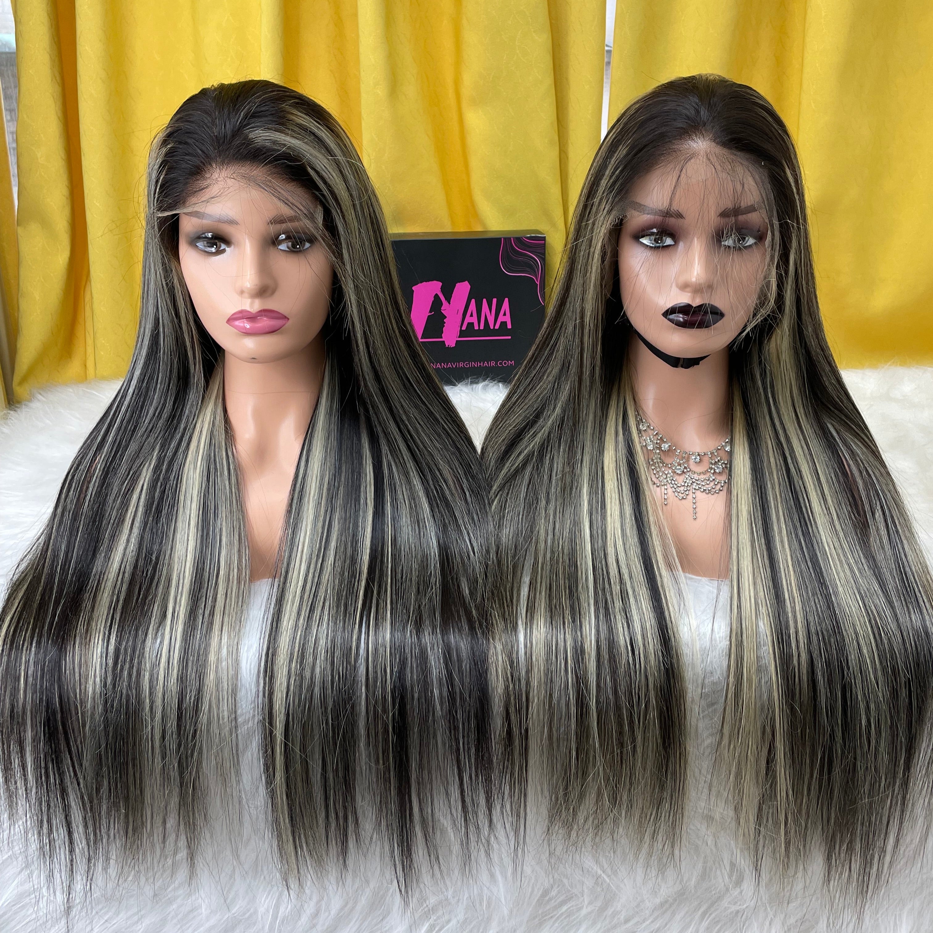 Raw Hair Highlight 1b/613# Straight 13x6 13x4 HD Lace Frontal Wigs