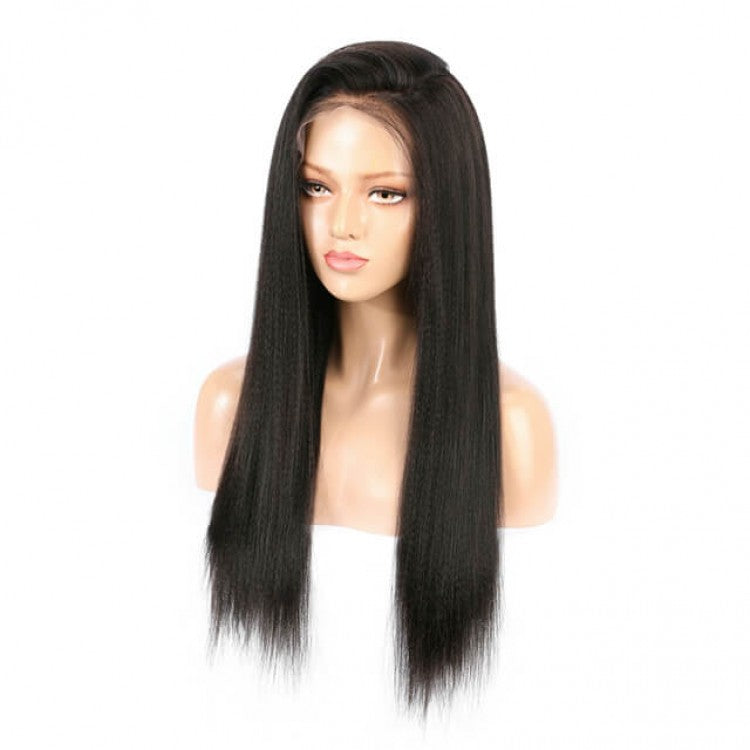 Light Yaki Straight Wig Closure Cap Size 4x4 5x5 6x6 7x7 HD Lace Wig