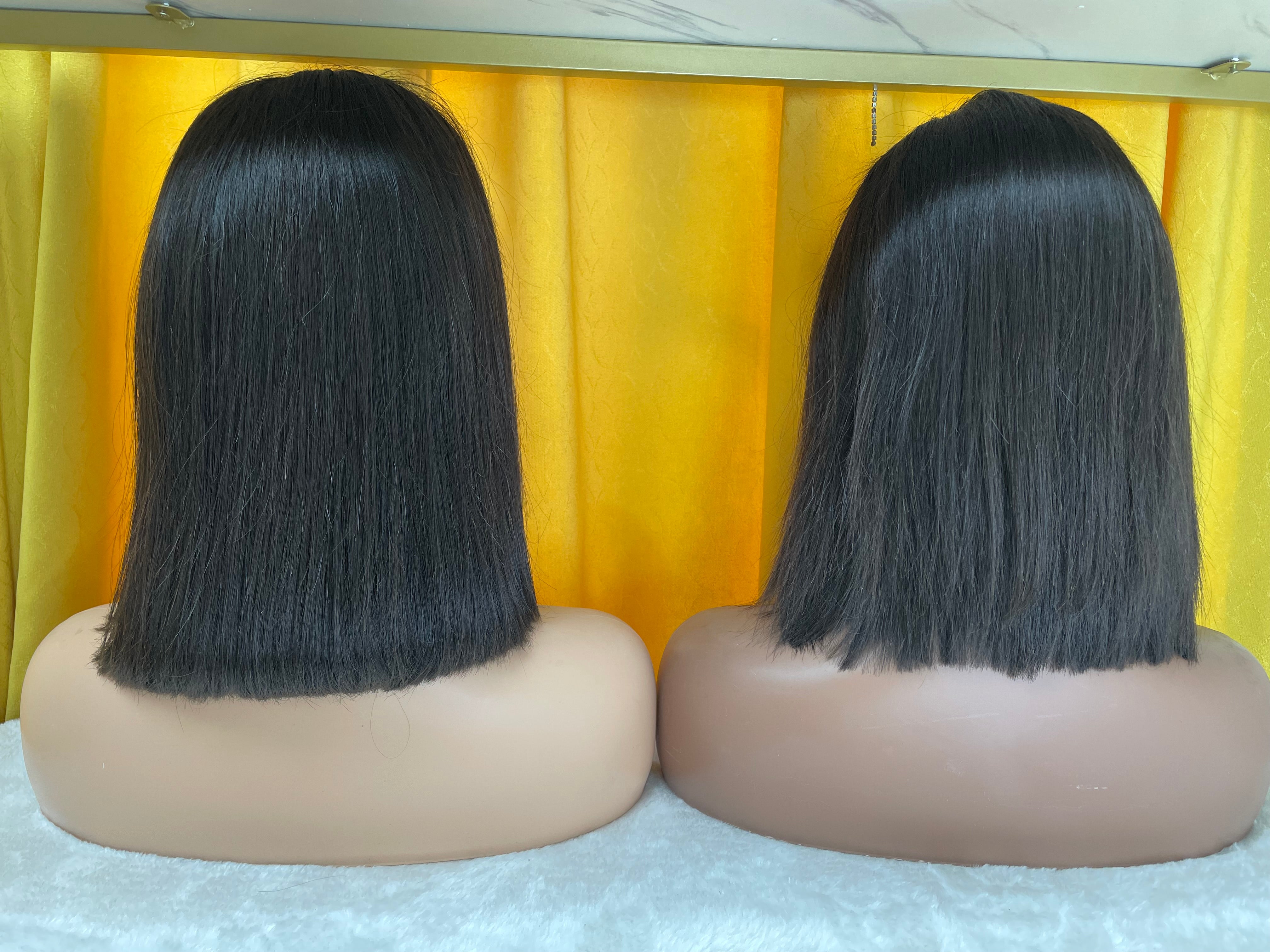 Raw Bob Wig Straight Closure Bob Wig Middle Part Transparent/HD Bob wig