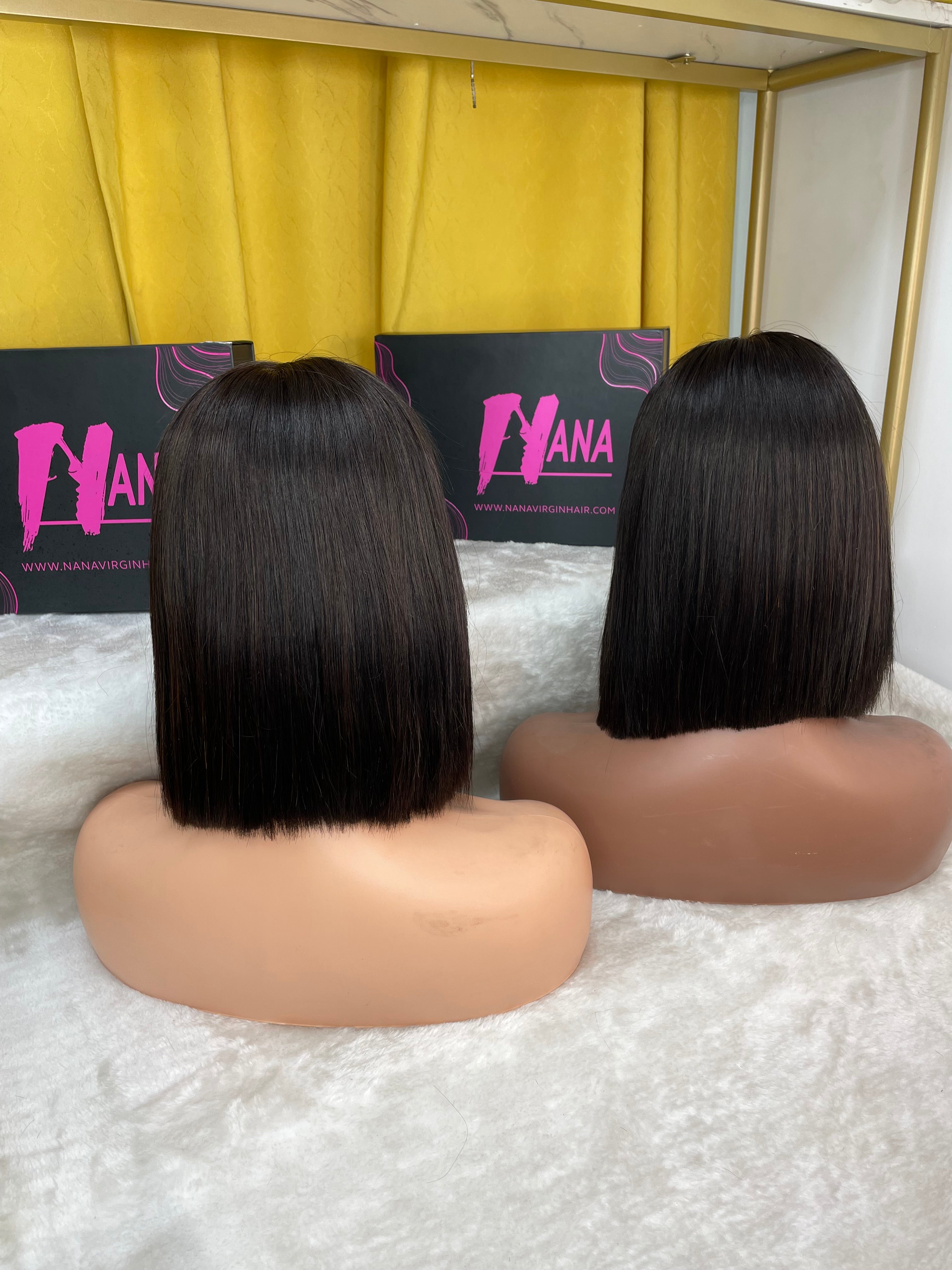 Raw Bob Wig Straight Closure Bob Wig Middle Part Transparent/HD Bob wig