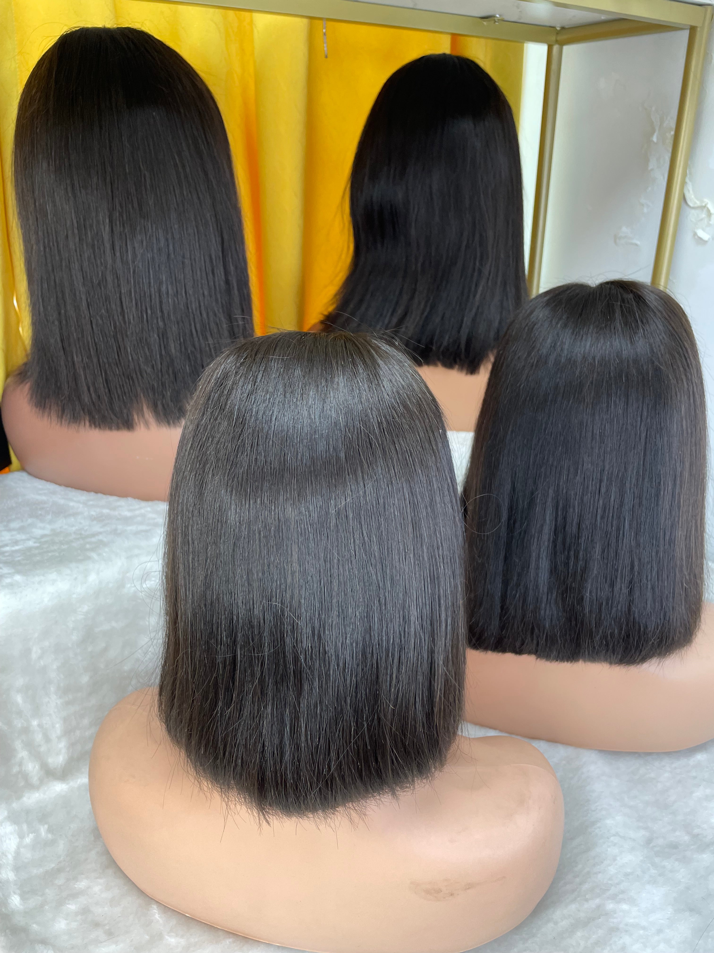 Raw Bob Wig Straight Closure Bob Wig Middle Part Transparent/HD Bob wig