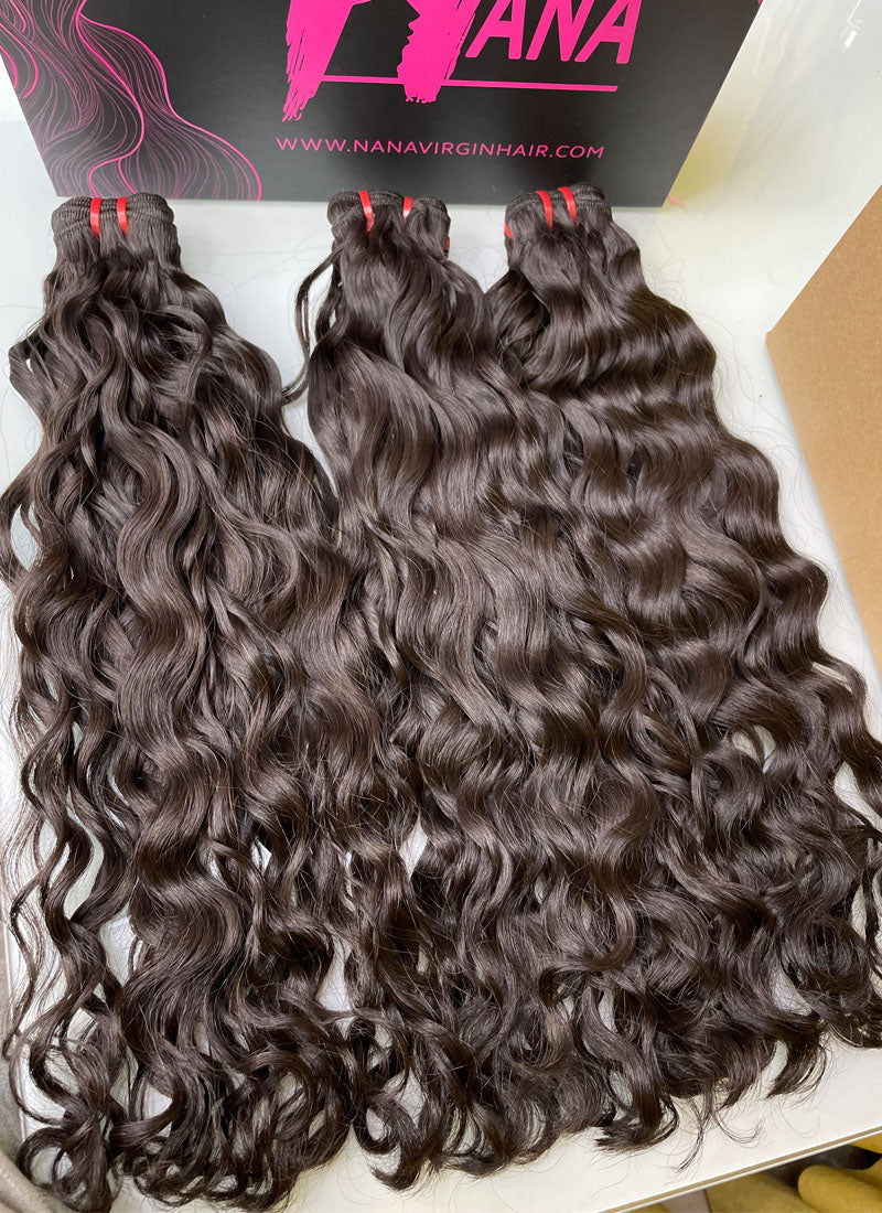 Double Drawn Indian Curly Raw Hair Bundles From One Donor human hair Lace closure