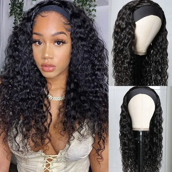 Virgin Hair Water Wave Wear And Go Headband Wigs No-Lace&No-Glue Natural Wave Wig