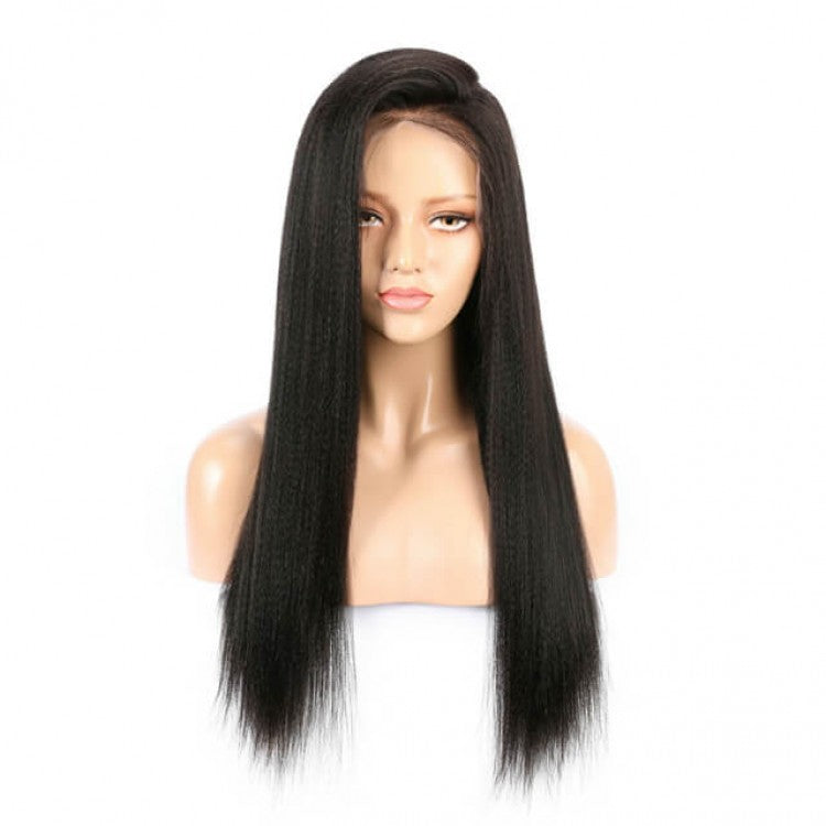 Light Yaki Straight Wig Closure Cap Size 4x4 5x5 6x6 7x7 HD Lace Wig