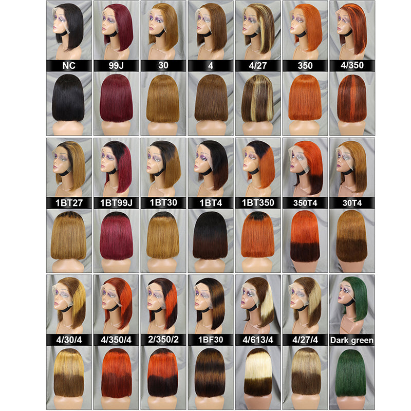 Virgin Hair Straight HighLight Bob Wig P4/27 Short Bob Pre-Cut Lace Wigs 13x4 Full Lace Frontal Wigs